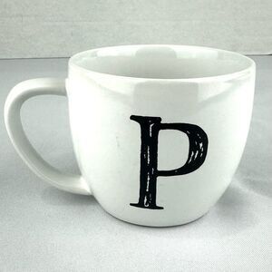 Threshold White and Black “P” Coffee Mug / Cup Stoneware Target Brand